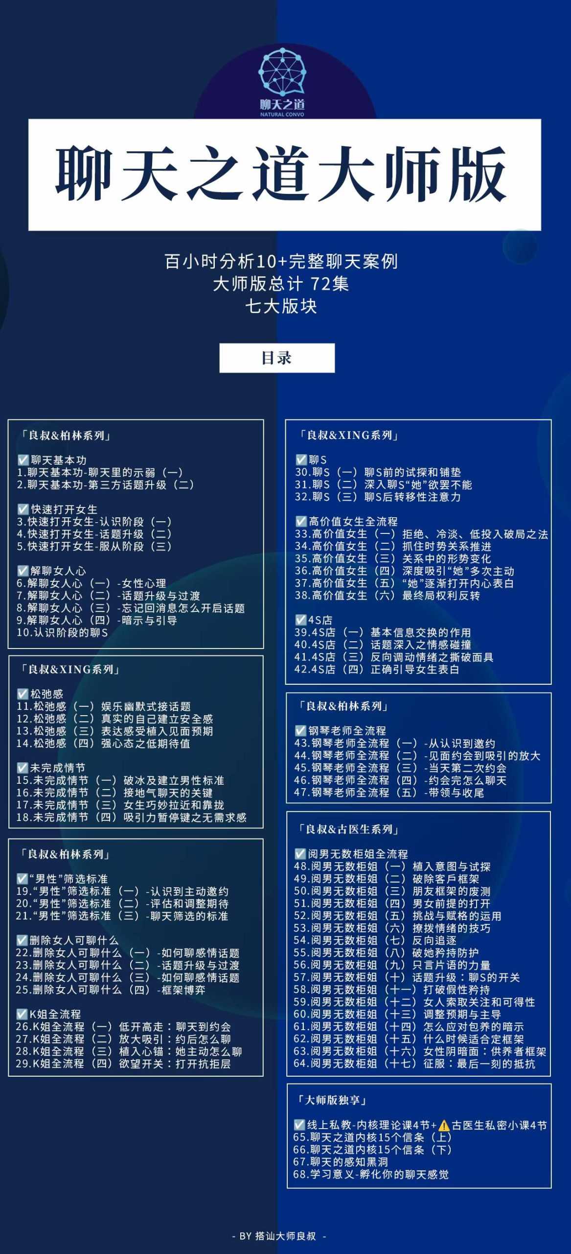 良叔-聊天之道 大师版：72集全解，百小时深度剖析真实聊天案例