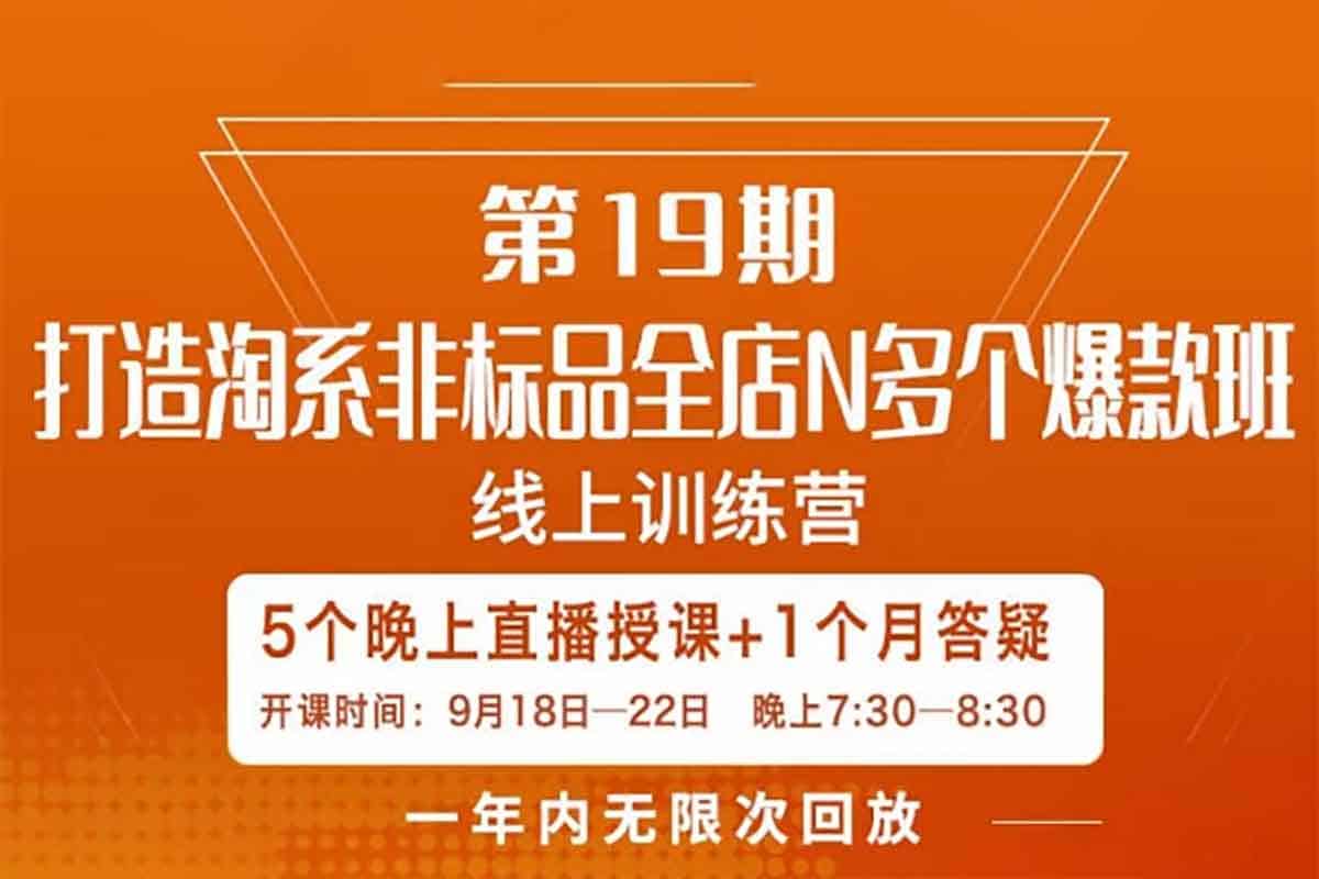 淘系非标全店爆款秘籍：5天直播课助你从0到N打造爆品矩阵