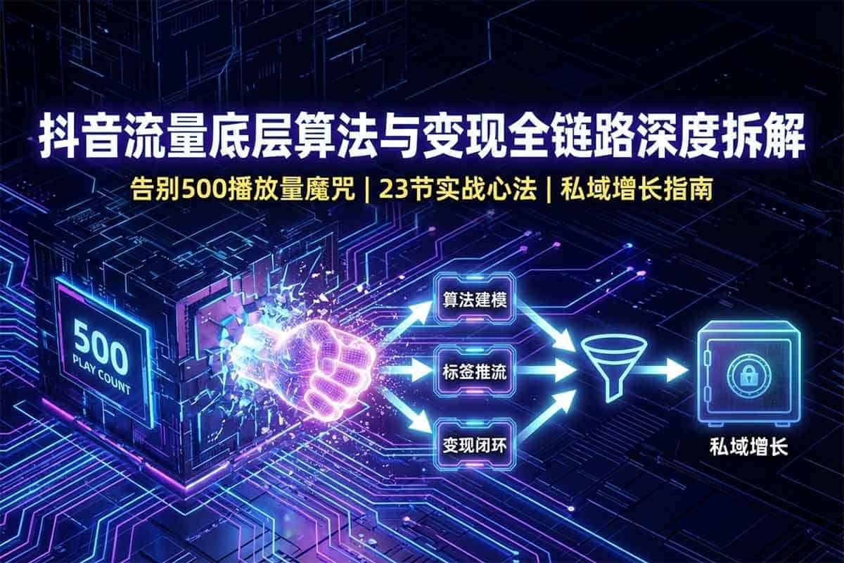 新版抖音流量认知系统课：短视频+直播+私域全链路突围（含算法建模深度解析）